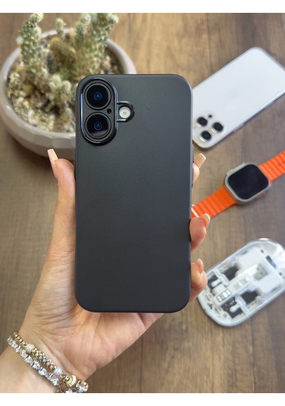 Apple iPhone 16 Uyumlu Süper İnce Mat Ultra Thin Silikon Kılıf Siyah