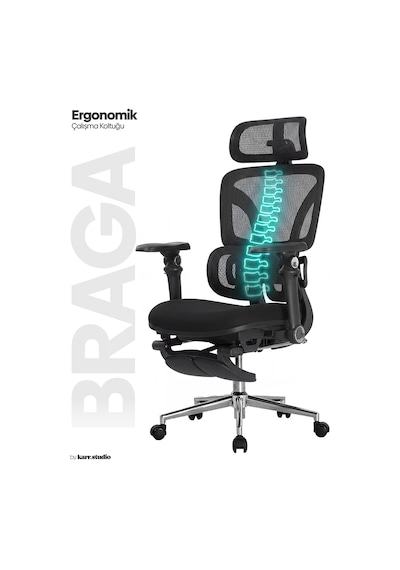 Braga Ergonomik Çalışma Koltuğu - Siyah