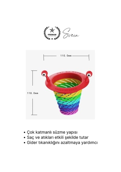 Süzgeç 6 Kademeli Lavabo Gider Süzgeci Tıkanıklık Önleyici Filtre Mutfak Ve Banyo İçin Hijyenik Çok Renkli
