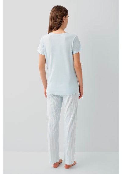 Pierre Cardin 9201 Modal Pamuk Cepli Kısa Kol Kadın Pijama Takımı Açık Mavi