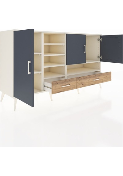 Kronos Konsol 8 Raflı 2 Çekmeceli 3 Kapaklı 176x59x99 Aytaşı-antr Aytaşı-antrasit/çam