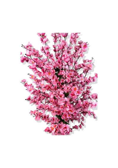 Cihan Çiçekçilik Yapay Ağaç Pembe Bahar Dalı 160 Cm Siyah Saksı Beyaz- Yeşil