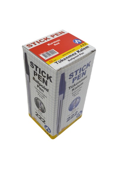 Ark Tükenmez Kalem 1.0 Mm 50'li Kutu Kırmızı Kod:222