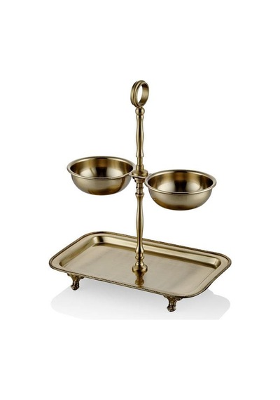 Lamedore Black Pearl Sade Altı Dikdörtgen Gold Sunum Tabağı 25x11x31 Cm Altın