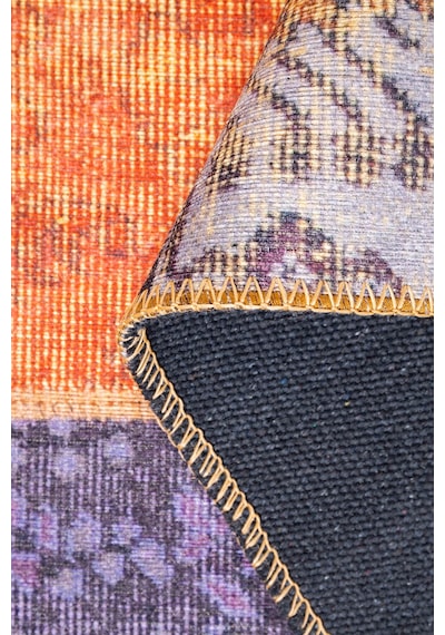 Folk Patchwork Desenli Dokuma Taban Dekoratif Renkli Halı Ba 03 Bej