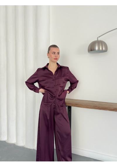 Verymoda Saten Gömlek - F2062 MÜRDÜM