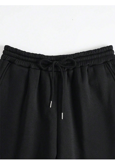 Unisex Kadın/erkek Özel Renkli Düz Paça Lastik Eşofman Altı Jogger Siyah