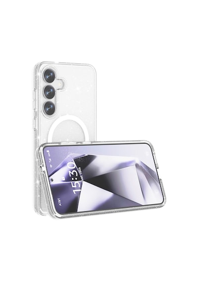 Galaxy S25 Plus Kılıf M-safe Şarj Özellikli Parlayan Simli Saydam Renkli Zore Allstar Kapak Pembe