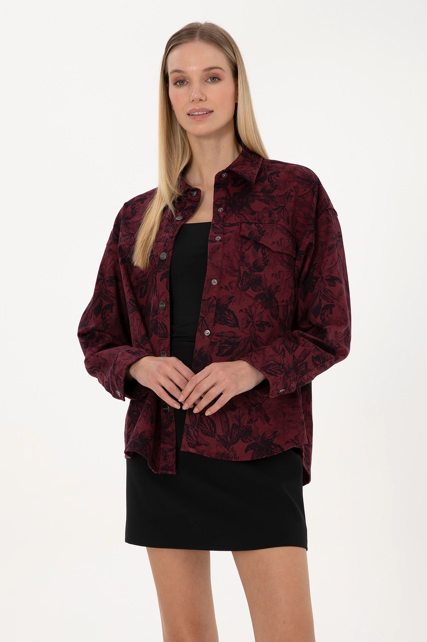 U.s. Polo Assn. Kadın Plum Gömlek Desenli 50310568-vr177 New Plum