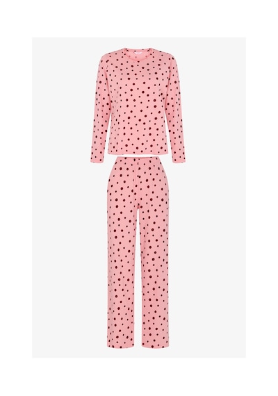 Penti Pembe Berry Puantiye Desenli Uzun Kollu Pijama Takımı Pk32