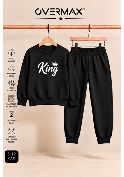 Overmax King Baskılı Çocuk Eşofman Takımı Kapüşonsuz Sweatshirt & Eşofman Altı Siyah Üst-siyah Alt - 921711866 Siyah Üst-siyah Alt Overmax King Baskılı Çocuk Eşofman Takımı Kapüşonsuz Sweatshirt & Eşofman Altı Siyah Üst-siyah Alt - 921711866 Siyah Üst-siyah Alt