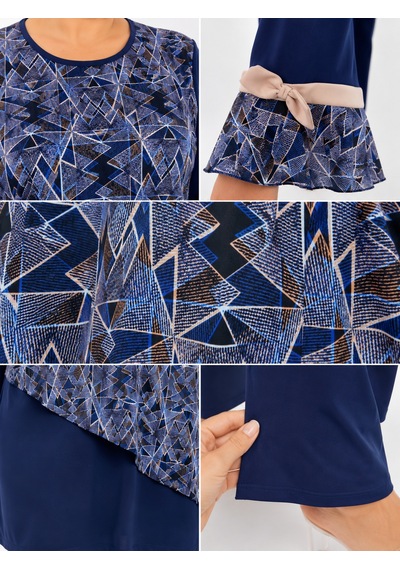 Pierre Cardin Büyük Beden Sıfır Yaka Desenli Kolları Volanlı İç Astarlı Dar Paça Çift Boneli Kadın Tesettür Mayo Lacivert Pierre Cardin Büyük Beden Sıfır Yaka Desenli Kolları Volanlı İç Astarlı Dar Paça Çift Boneli Kadın Tesettür Mayo Lacivert