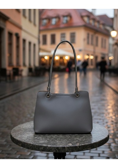 Just Polo Özel Tasarım Premium Kadın El Çantası - Elit Zarif Ve Şehirli Stil Shopper Gri