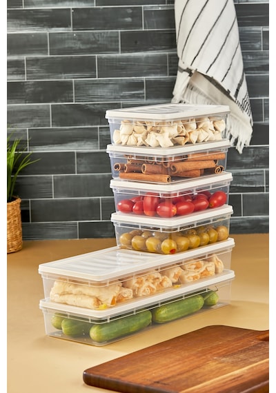 Multi Box 6 Lı Set Saklama Kabı Seti 2 Farklı Boy- Dondurucu & Mikrodalga Uyumlu Krem