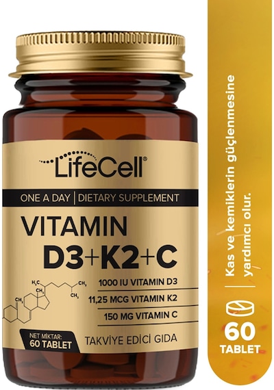 Lifecell Vitamin D3 + K2 + C 60 Tablet