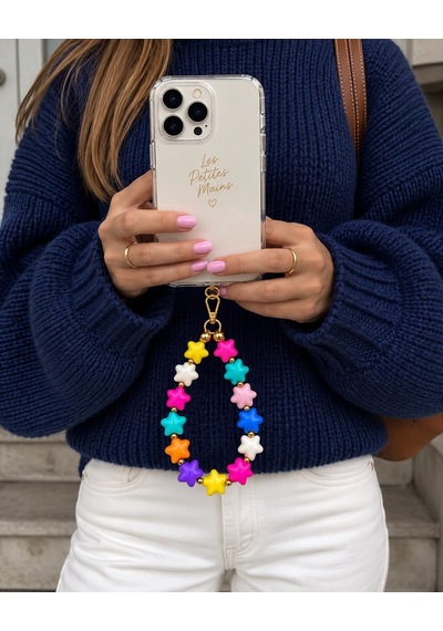 Les Petites Mains Renkli Yıldız Boncuklu Telefon Charmı El Yapımı Telefon Askısı
