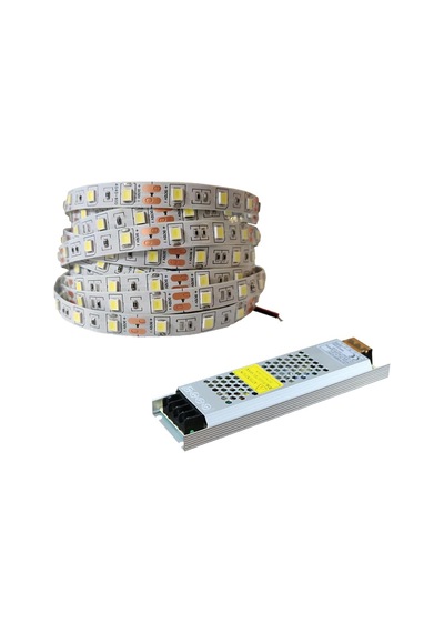5 Metre Şerit Led Günışığı Renk + 12v 5 Amper 60 Watt Led Trafo -3 Dirençli Double Pcb - Yeni Nesil Oturma Odas