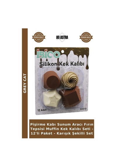 Pişirme Kabı Sunum Aracı Fırın Tepsisi Muffin Kek Kalıbı Seti - 12'li Paket - Karışık Şekilli Set Çok Renkli