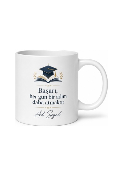 Üniversite Öğrencisi İçin Kişiye Özel İsimli Baskılı Kupa Bardak Motivasyon Hediyesi Beyaz / Çok Renkli