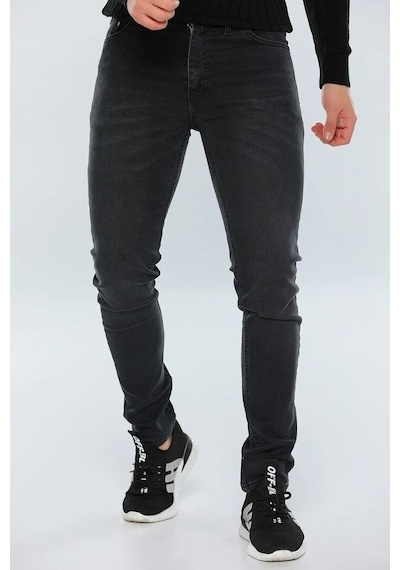 Erkek Gri Füme Slim Fit Likralı Esnek Jean Kot Pantolon Gri