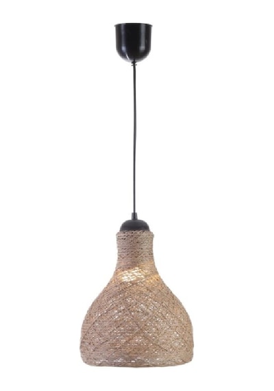 Tek-iş 23 Cm X 27 Cm X 87 Rustik Jüt Halatlı Sarkıt Lamba Avize Keten Ip Başlık Küre Top Sarkıt Avize Huni