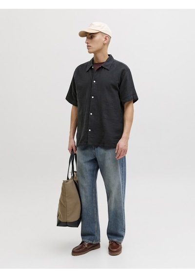 Jack & Jones Jack Jones Erkek Rakat Kesim Kısa Kollu Gömlek 12291812 Siyah