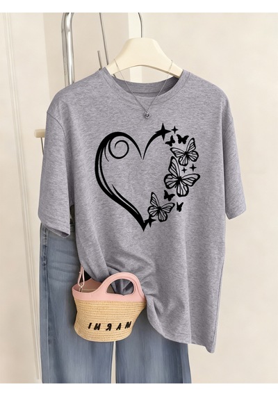 Noıssey Urban Pop Graphic Kadın Tişört Koleksiyonukod 5494 Gri