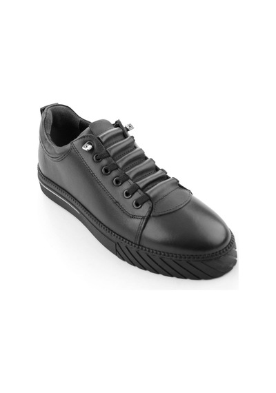 Bambi Siyah Antik Hakiki Deri Erkek Sneaker E01610196541