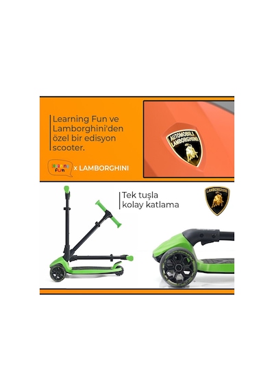 Lisanslı L3 Kolay Katlanabilir Işıklı Orta Gövde Ve Işıklı Tekerlekli Çocuk Scooter Turuncu Yeşil