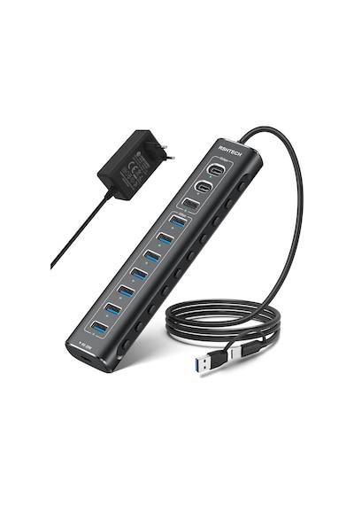 Usb C 3.2 Hub Aktif Güç Kaynaklı 60w 12/5a , 11 Port Usb C 3.1 Gen2 Hub 20w Pd, 3 X 10gbps Usb