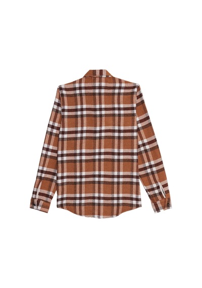 Tudors Erkek Slim Fit Dar Kesim Kareli Kışlık Oduncu Gömlek-42366 Kahverengi