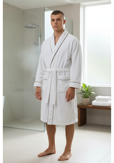 % 100 Pamuklu Laodikeia Kimono Bornoz Unisex Kadın Erkek Beyaz