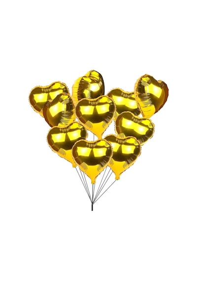 5 Li Gold Kalp Folyo Balon 15 Inç - 38 Cm