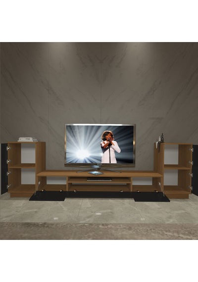 Decoraktiv Trio On2 Mdf Tv Ünitesi Tv Sehpası - Ceviz Siyah Ceviz - Siyah