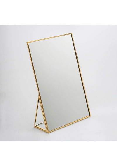 30x20cm Pirinç Gold Masaüstü Makyaj Aynası Dekoratif Yapımı
