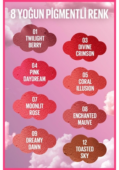 Cloudtopia Köpük Dokulu Mat Allık & Ruj 01 Twilight Berry 3600531717179-11334