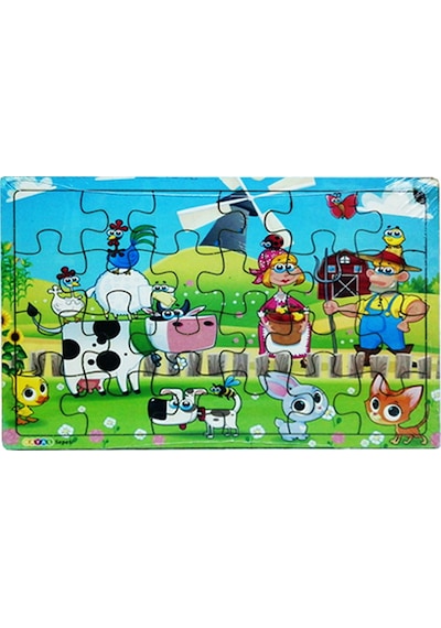 Yeni 4 Adet 24 Parçalı Ahşap Puzzle Yapboz Seti. Çiftliğim. Okya