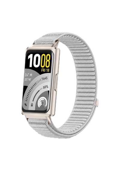 Huawei Band 11/11 Pro Uyumlu Hasır Örgü Spor Cırtlı Naylon Kordon, Gri Açık Kahverengi