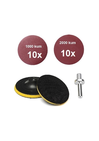 115Mm Cırt Taban 20 Adet Zımpara Takımı 1000 Kum 2000 Kum Zımpar