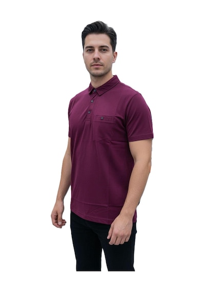 Lacaton Erkek 26-7015 Normal Beden Polo Yaka Flota Cepli T-shit Bordo Bordo