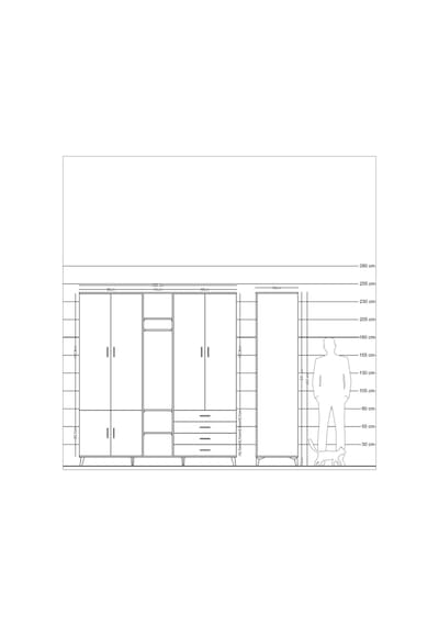 Kronos Dolap 14 Raflı 4 Çekmeceli Tek Askılı 220x59x243 Aytaşı-antrasit/çam Antrasıt/atlas Çam