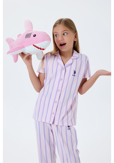 U.S. Polo Assn. Kız Çocuk Mor Gömlek Pijama