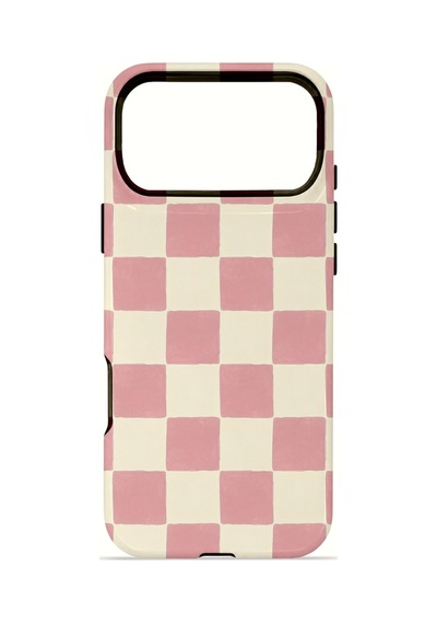 Apple iPhone Uyumlu 17 Pro Max Vorian Çift Katmanlı Magsafe Kılıf Blush Checker
