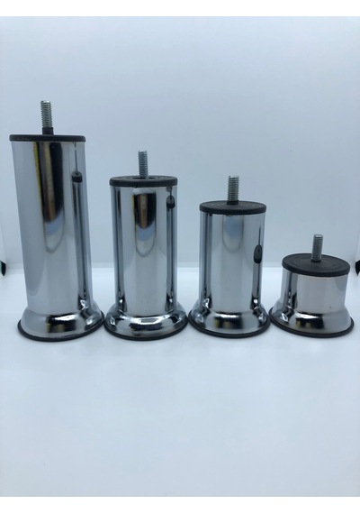 Metal, Krom 12 Cm İnce Diş M8 Vidalı Koltuk,baza,dolap Mobilya Ayağı 4 Adet Krom