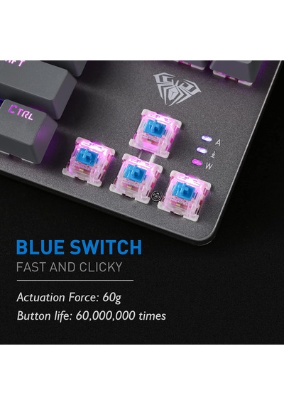 F3287 Mavi Işıklı Kablolu Mekanik İngilizce Q Tkl Gaming Oyuncu Klavyesi
