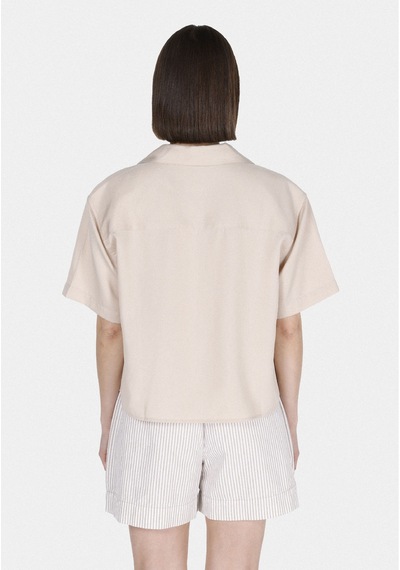 Colin's Colins Regular Fit Shirt Neck Düz Kadın Bej Kısa Kol Gömlek Cl1074532 Q1.v1 Beı Bej