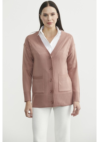 Sementa Oversize Cepli Triko Hırka - Gül Gül