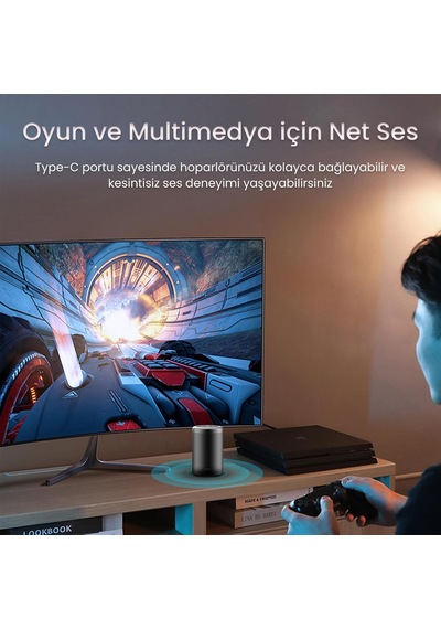 Lexroo Type-c To 3.5mm Aux Ve Mikrofon Dönüştürücü Adaptör Dac Chip Hifi Ses Kartı