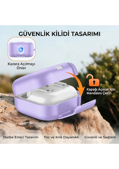 Lilac-frame Samsung Galaxy Buds4 Pro/buds 4 İçin Kılıf Fonksiyonel Stantlı Tasarım Kulaklık