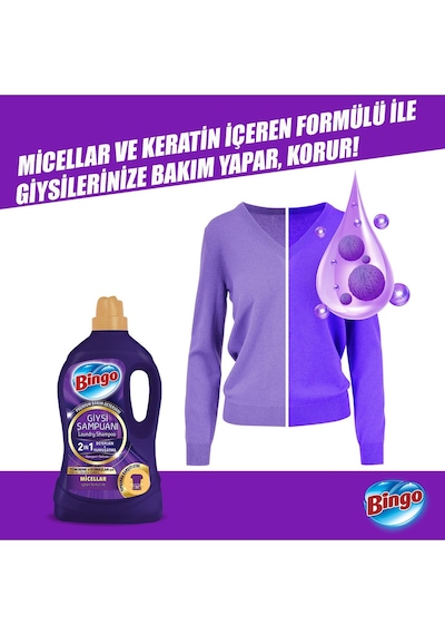 Bingo Giysi Şampuanı 2in1 Yıpranma Karşıtı 3 Lt X 2 Adet 3 L